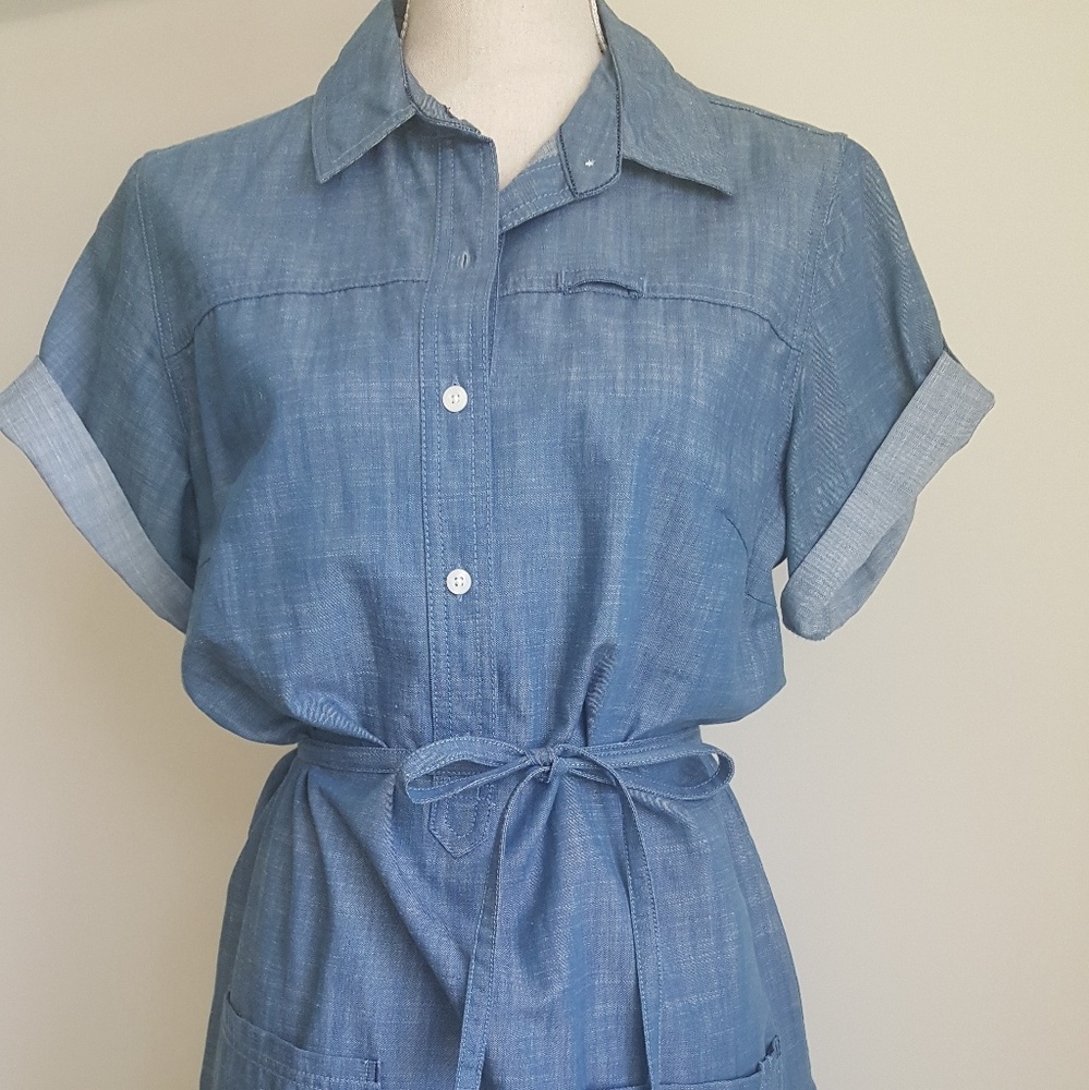 Patagonia Chambray Blue Tie-Waist Dress